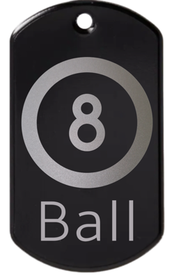 8 Ball engraved tag