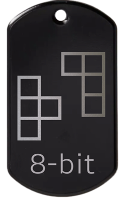 Tetris 8-bit engraved tag