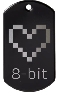Heart container (empty) 8-bit engraved tag