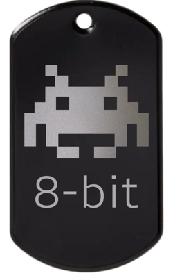 Invaders 8-bit engraved tag