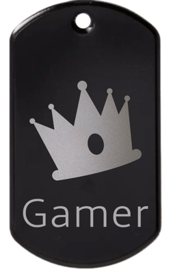Crown gamer engraved tag