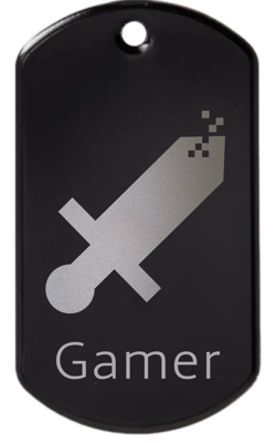 Sword gamer engraved tag