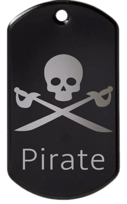 Pirate skull engraved tag #8